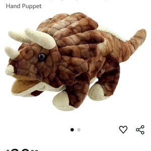 Brown Triceratops Dinosaur Hand Puppet